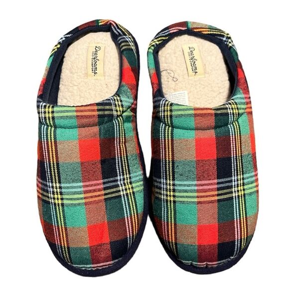 Dearfoams Plaid Christmas Slippers - Picture 1 of 7